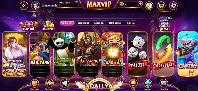 Giao diện cổng game Maxvip